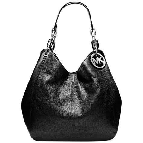 michael kors fulton large charm shoulder ba blackgold|Michael Kors large shoulder tote.